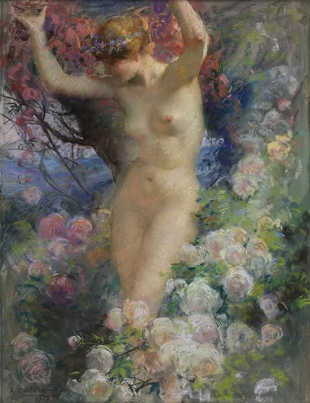 Parmi les roses by Antoine Calbet, 1917 — digital art print download