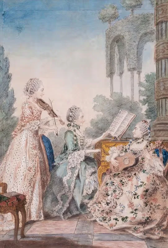 Три дочери композитора Ройера by Луи Карроджис Кармон텔, 1760 — digital art print download