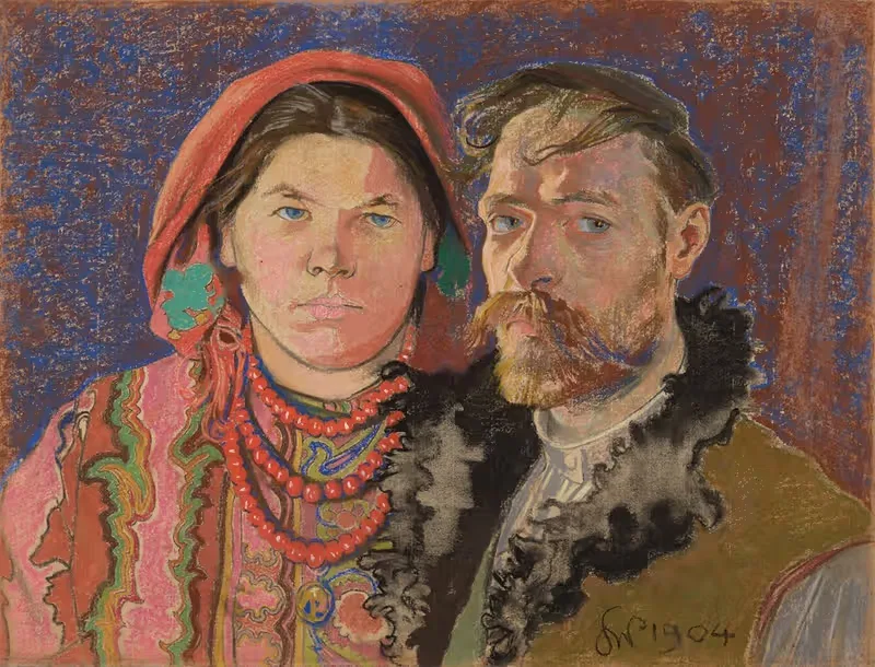 Автопортрет с женой by Станислав Выспяньский, 1904 — digital art print download