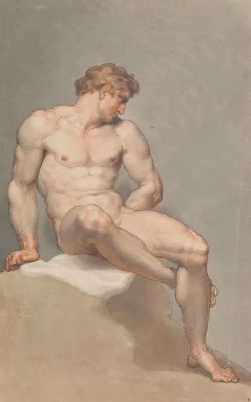 Study of a Male Nude. — Edward Francis Burney