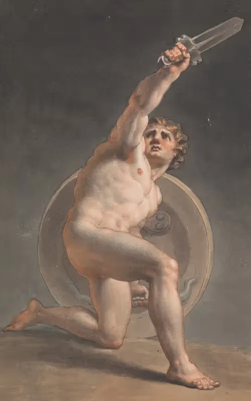 Study of a Male Nude — Edward Francis Burney