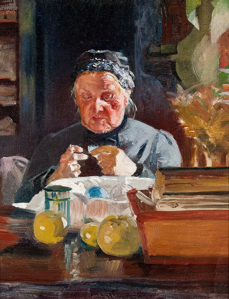 Женщина за столом, эскиз by Яцек Мальчевский, 1900 — digital art print download