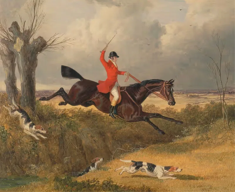 Foxhunting; Clearing a Ditch by John Frederick Herring Snr., 1839 — digital art print download