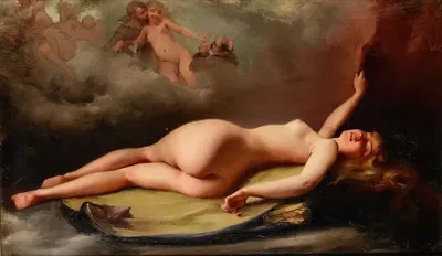 Reclining nude by Luis Ricardo Falero, 1879 — digital art print download