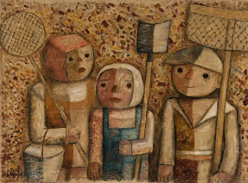 Дети идут на рыбалку by Тадеуш Маковский, 1930 — digital art print download
