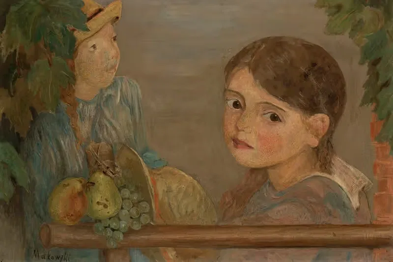 Little girls with grapes — Tadeusz Makowski