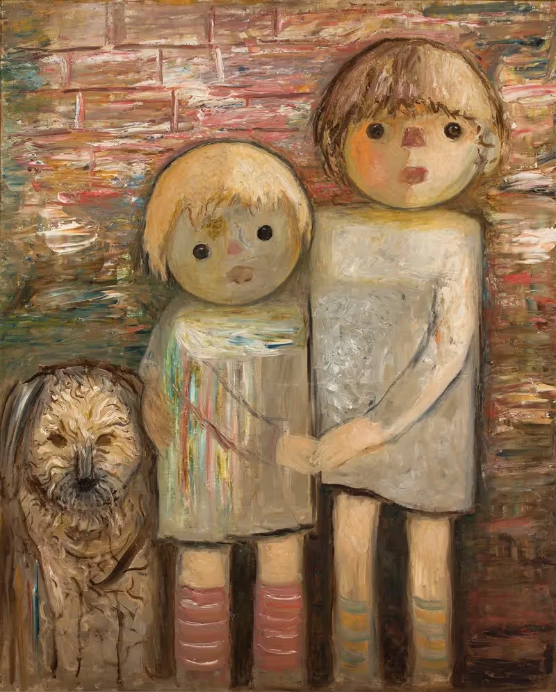 Two children with a dog by Tadeusz Makowski, 1932 — digital art print download