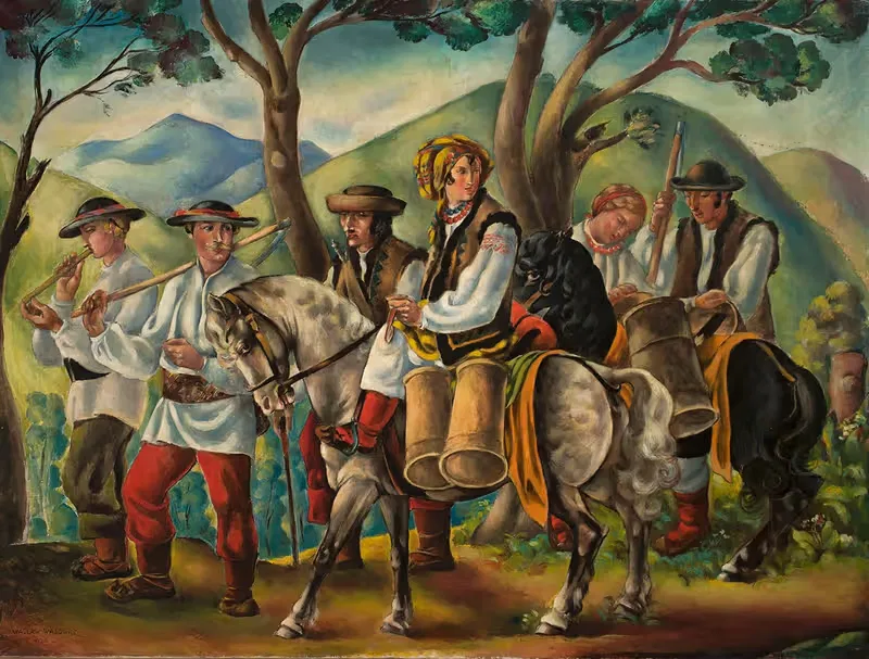 Гуцулы в пути by Вацлав Вансович, 1924 — digital art print download