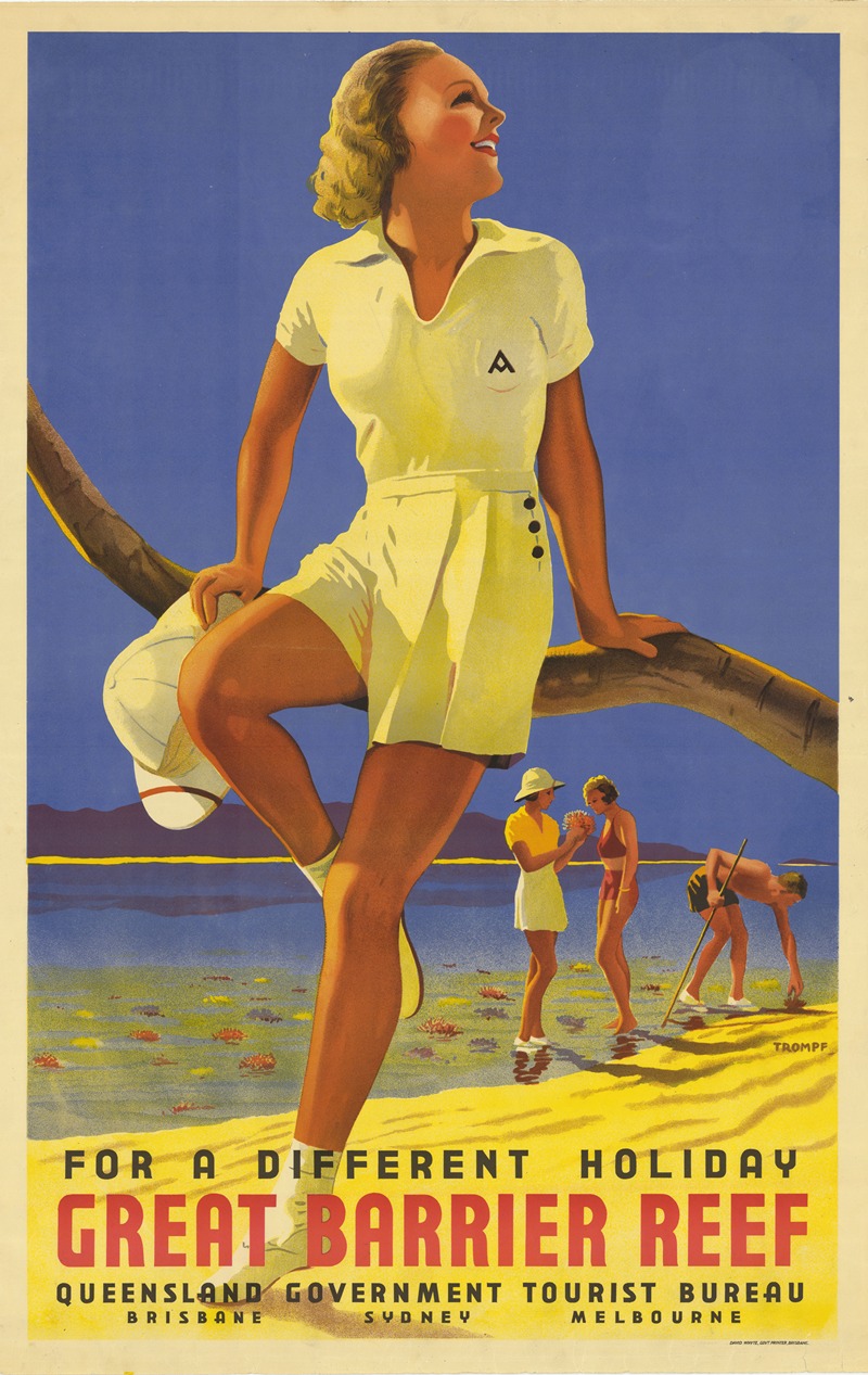 For a Different Holiday, Great Barrier Reef by Percy Trompf, 1939 — digital art print download