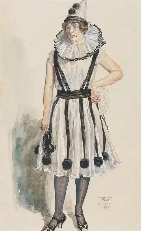 Dame in Kostüm der Columbine — Alexander Pock