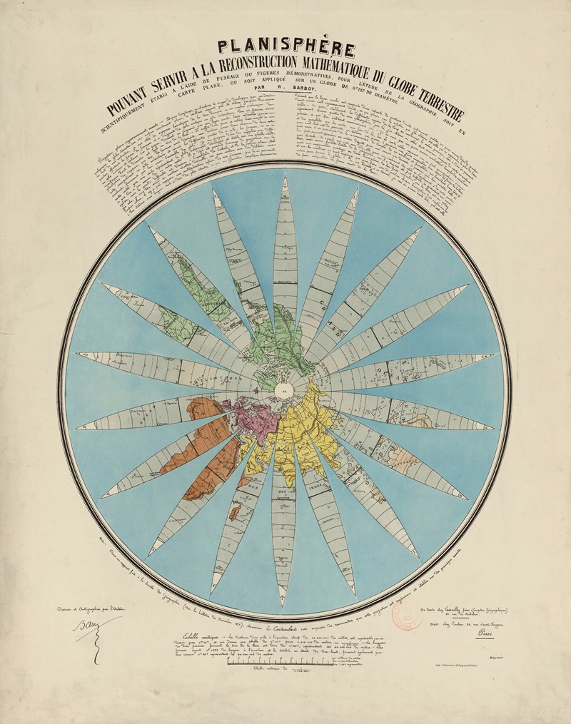 Planisphère pouvant servir à la reconstruction mathématique du globe terrestre — R. Barbot