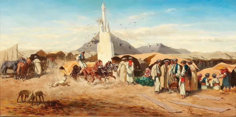 Рыночный день в венгерской деревне by Александр фон Бенса — digital art print download