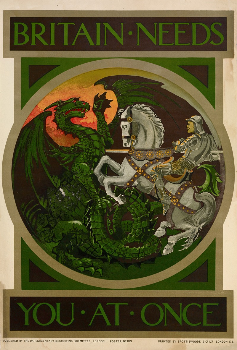 Britain Needs You at Once by Spottiswoode & Co., 1915 — digital art print download