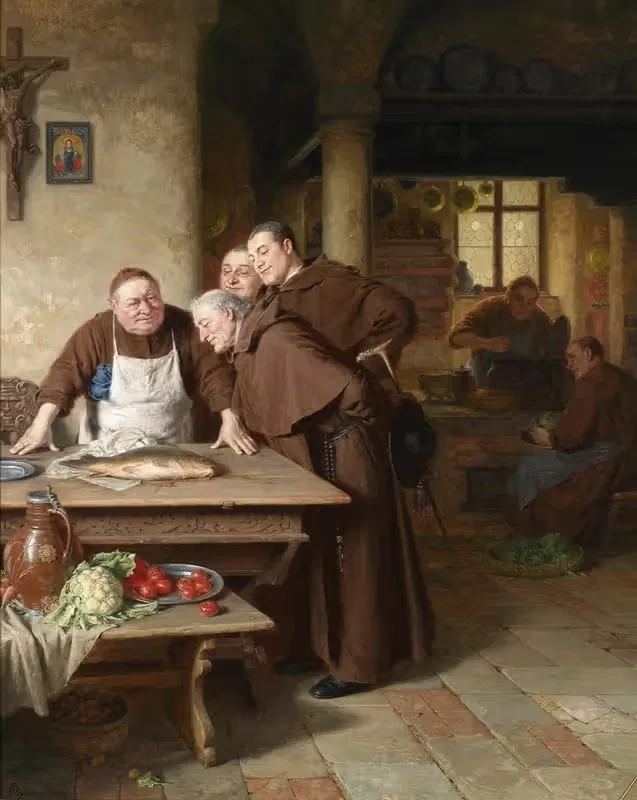 В монастырской кухне by Эдуард фон Грюцнер, 1911 — digital art print download