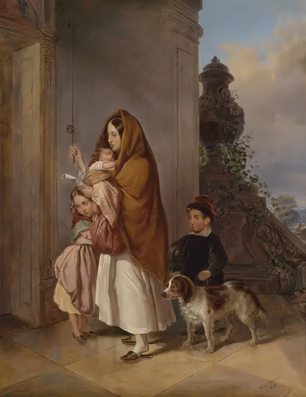 Мать с детьми в нужде by Элизабет Моделль, 1848 — digital art print download