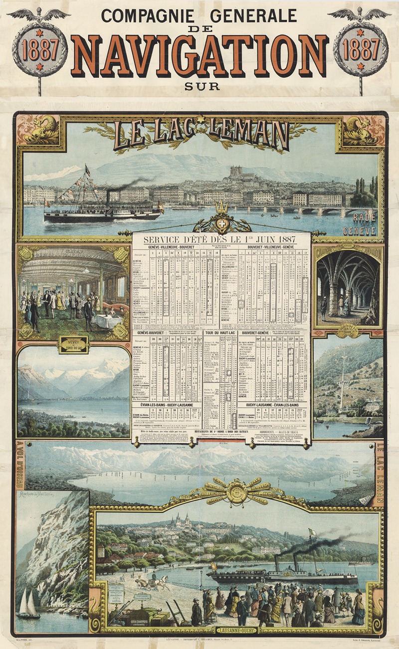 Compagnie générale de navigation sur le lac Léman by Винсент Блаттер, 1887 — digital art print download