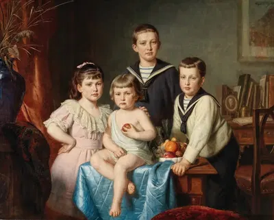 Портрет четырех братьев и сестер by Эугениус Феликс, 1892 — digital art print download