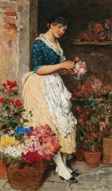 Венецианская цветочница by Эугени фон Блаас — digital art print download