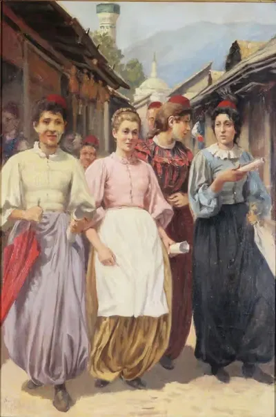 Четыре дамы на базаре в Сараево by Франц Лео Рубен — digital art print download