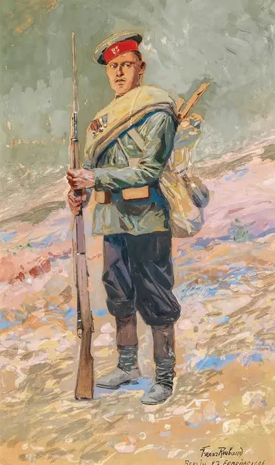 Русский пехотинец by Франц Рубо, 1906 — digital art print download