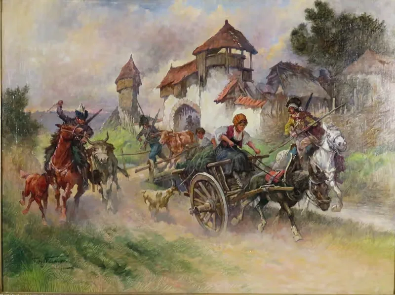 Казаки грабят замок by Фриц Нойманн — digital art print download