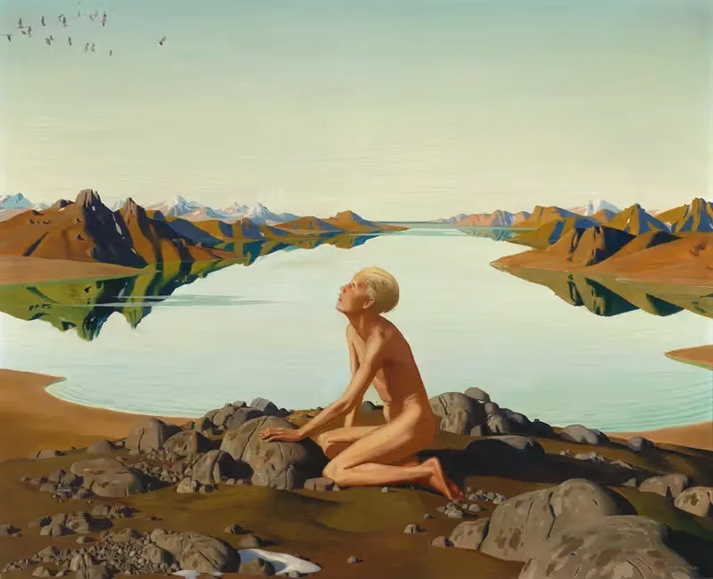 Птичий полёт (Мальчик у горного озера) by Герберт фон Рейль-Ханиш, 1932 — digital art print download