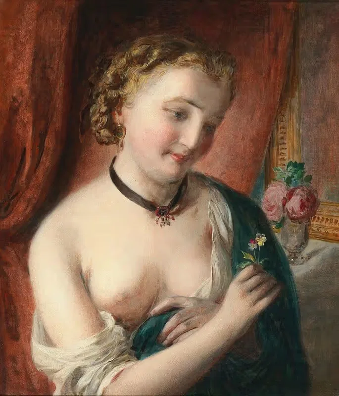 A girl with a black choker — Johann Baptist Reiter