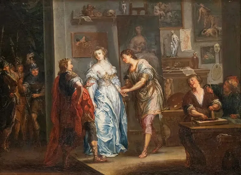 Alexander überlässt Kampaspe dem Maler Apelles — Johann Georg Platzer
