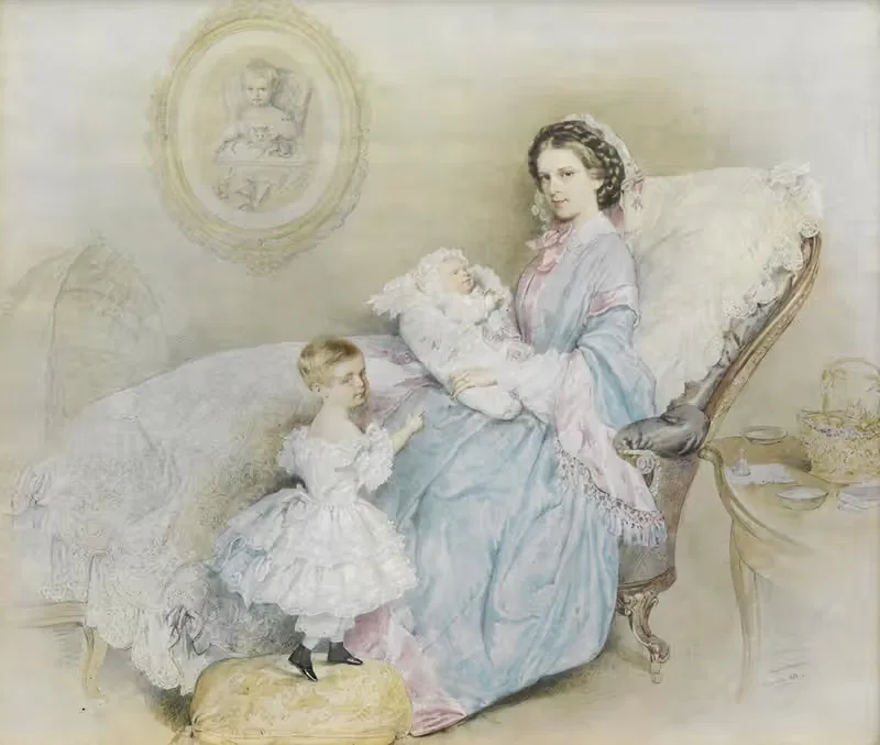 Императрица Елизавета с детьми by Йозеф Крихубер, 1858 — digital art print download