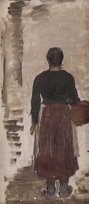 Rückenansicht einer Frau mit Korb — Joseph Wopfner