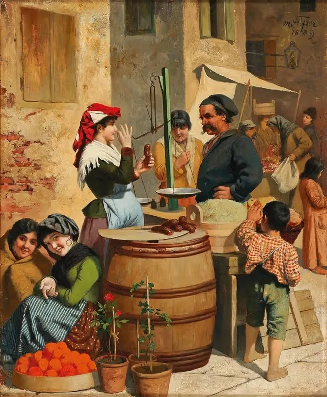 Рыночная сцена в Триесте by Мориц Штифтер, 1889 — digital art print download