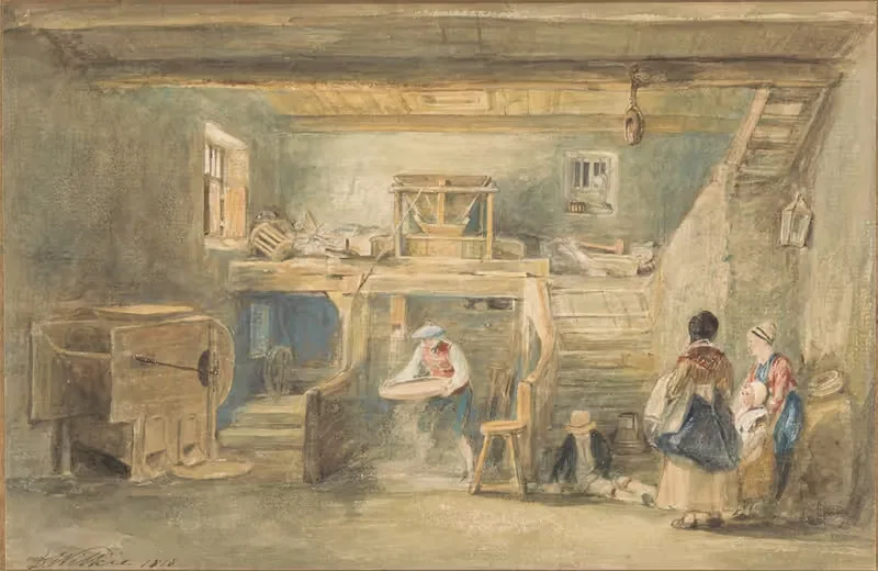 The Interior of Pitlessie Mill with a Man Sieving Corn — Sir David Wilkie