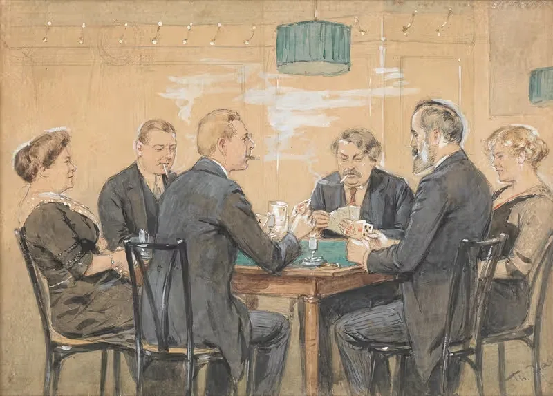 Kartenspieler im Kaffeehaus — Theodor Zasche