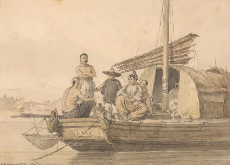 Рыбаки на джонке by Уильям Александр, 1793 — digital art print download