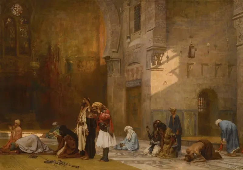 Prayer in the Mosque, Cairo by Frederick Arthur Bridgman, 1876 — digital art print download