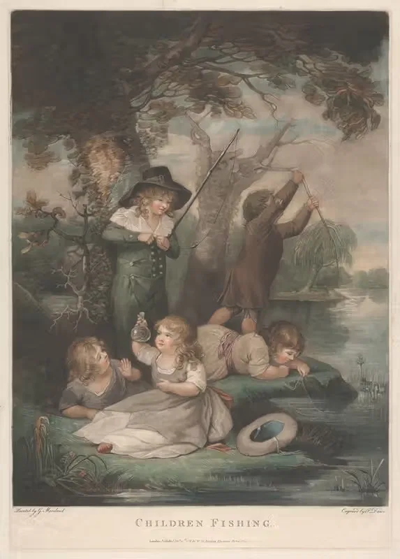 Дети ловят рыбу by Джордж Морланд, 1788 — digital art print download