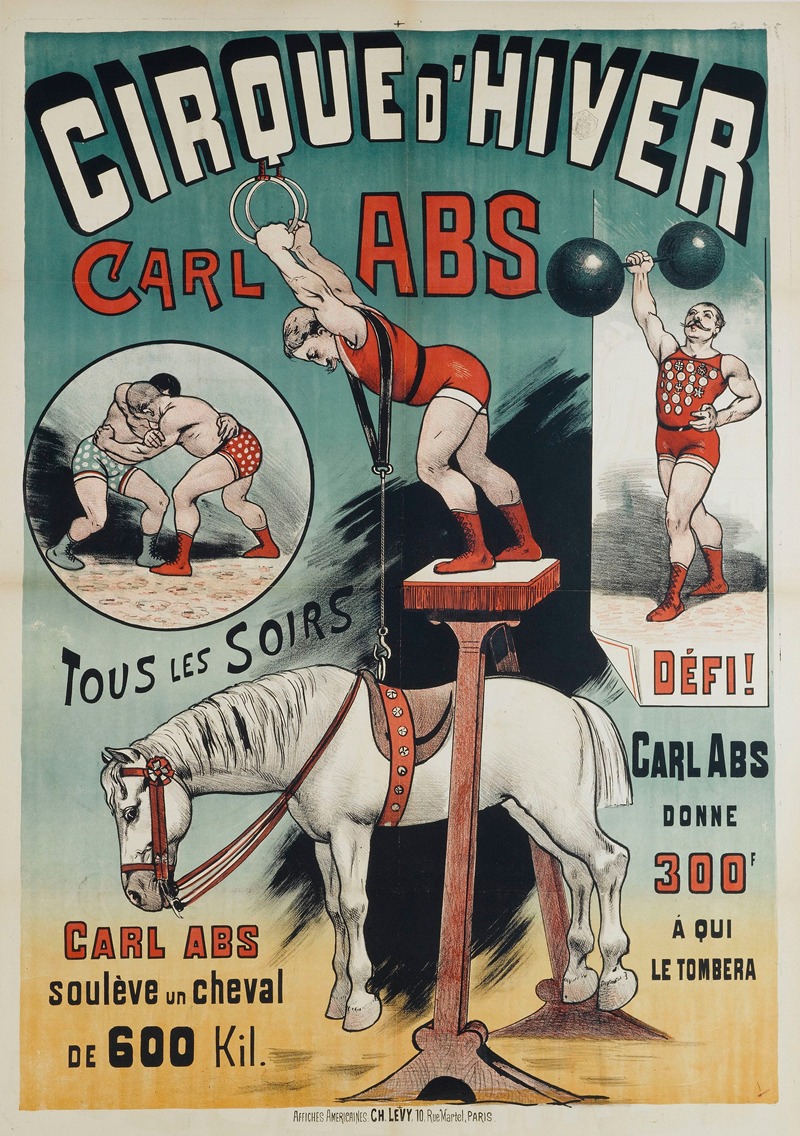Cirque D'hiver Carl Abs Tous Les Soirs — Imp. Emile Lévy