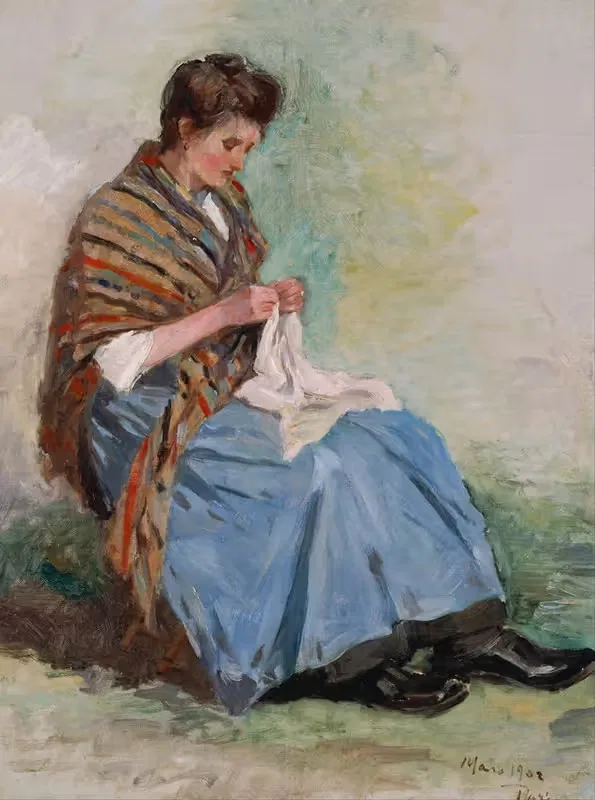 Женщина, шьющая by Асай Тю, 1902 — digital art print download