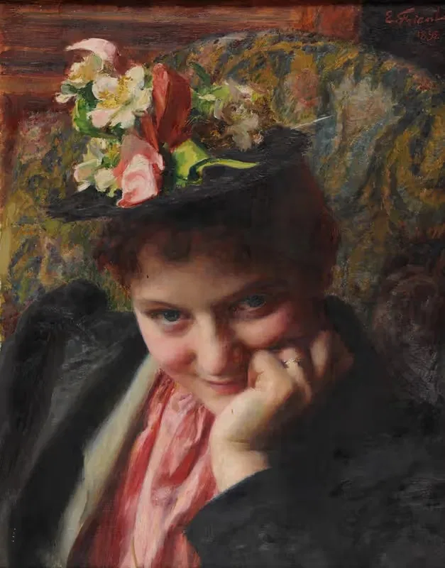 Le chapeau à fleurs by Émile Friant, 1892 — digital art print download