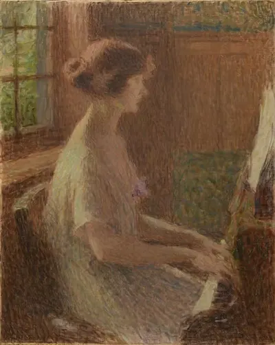 Молодая девушка за пианино. Портрет мадемуазель Варнье by Эрнест Лорен, 1922 — digital art print download