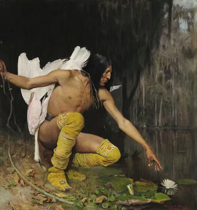 Индиец и лилия by Джордж де Форест Браш, 1887 — digital art print download
