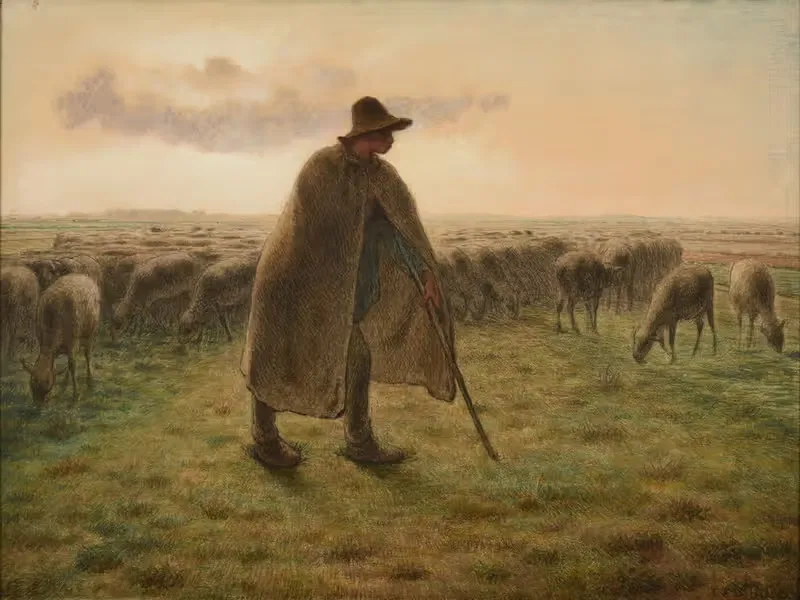 Пастух, охраняющий свое стадо by Жан-Франсуа Миле — digital art print download