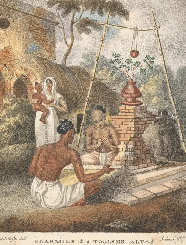 Brahmins at a Toolsee Altar by Sir Charles D'Oyly — digital art print download