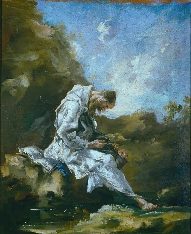Отшельник в пустыне by Алессандро Маньяско, 1700-1740 — digital art print download