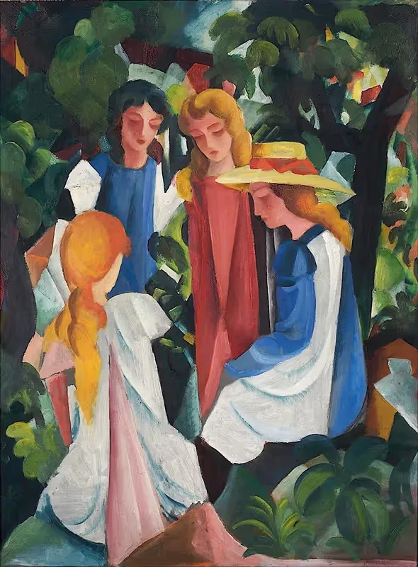 Четыре девушки by Август Макке, 1912 - 1913 — digital art print download