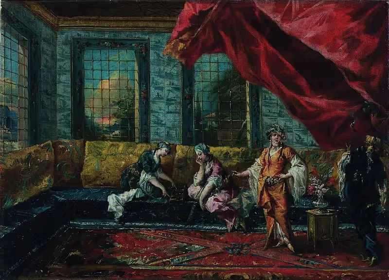 Две одалиски, играющие в манкалу в гареме by Джованни Антонио Гварди, 1742 — digital art print download