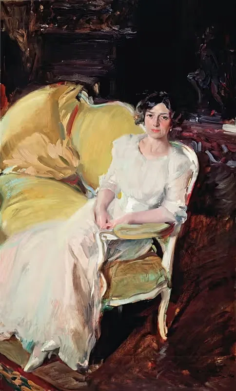 Clotilde seated on the Sofa by Joaquín Sorolla, 1910 — digital art print download