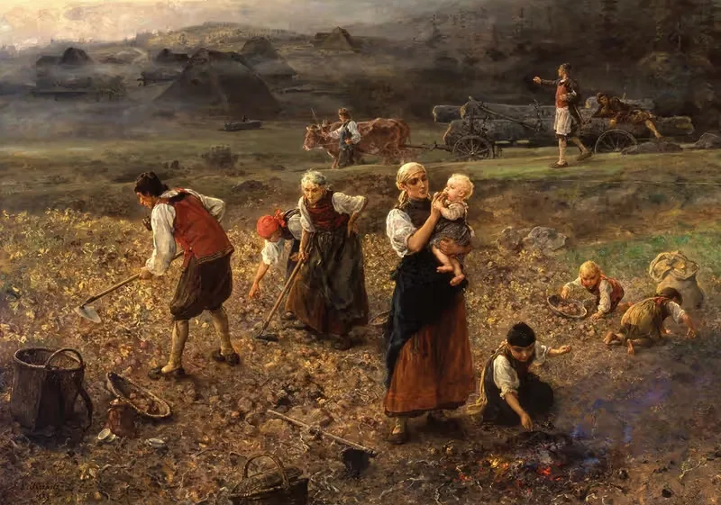 Уборка картофеля by Людвиг Кнаус, 1889 — digital art print download