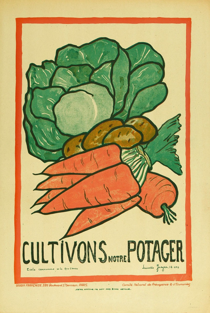 Cultivons Notre Potager by Louisette Jaeger, 1916 — digital art print download