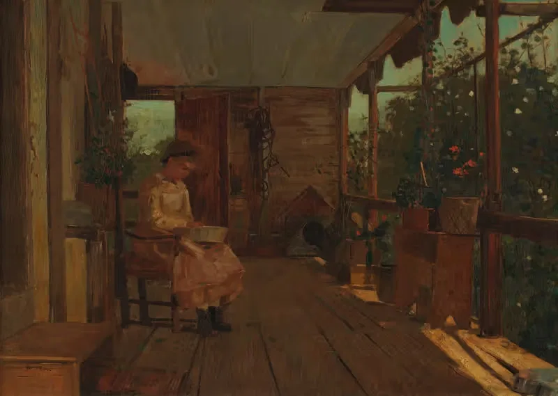 Девочка, чистящая горох by Уинслоу Хомер, 1873 — digital art print download